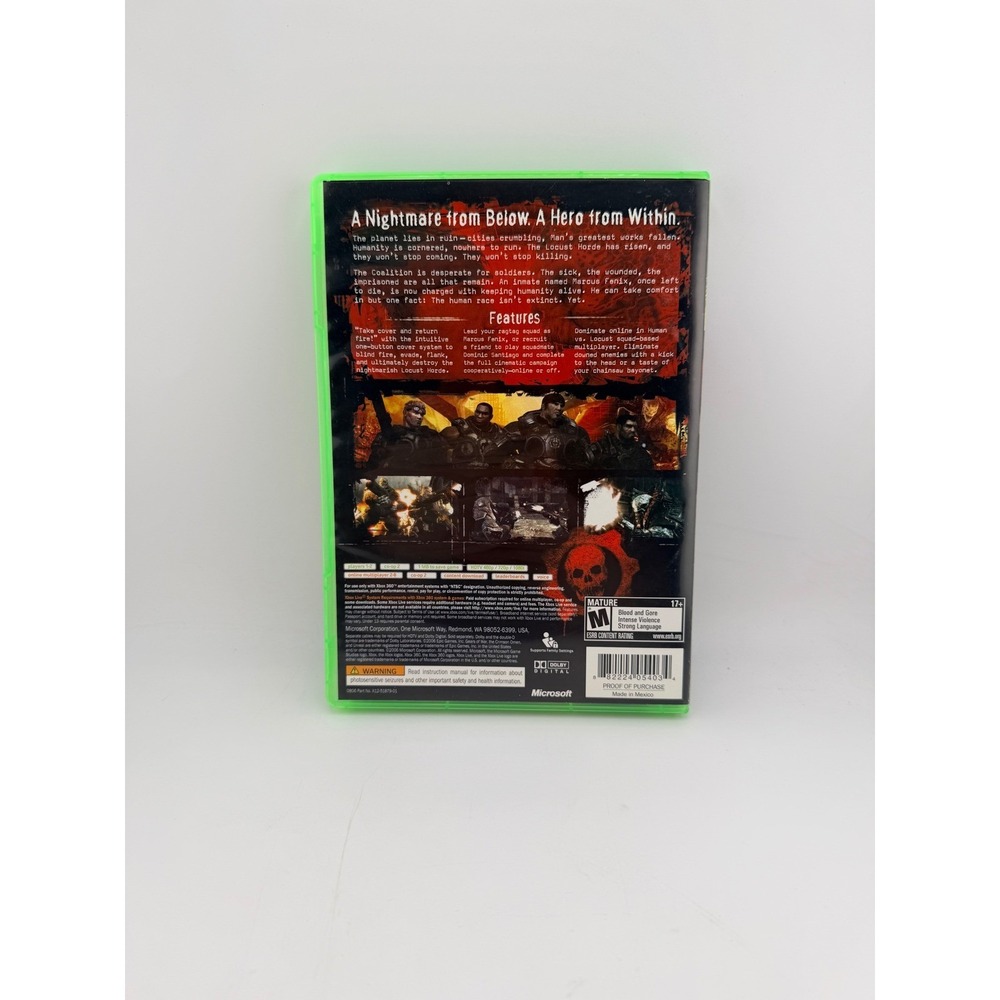 Gears of War Xbox 360 Game Complete with Manual Microsoft Epic Games 2006 NTSC - Picture 3 of 6